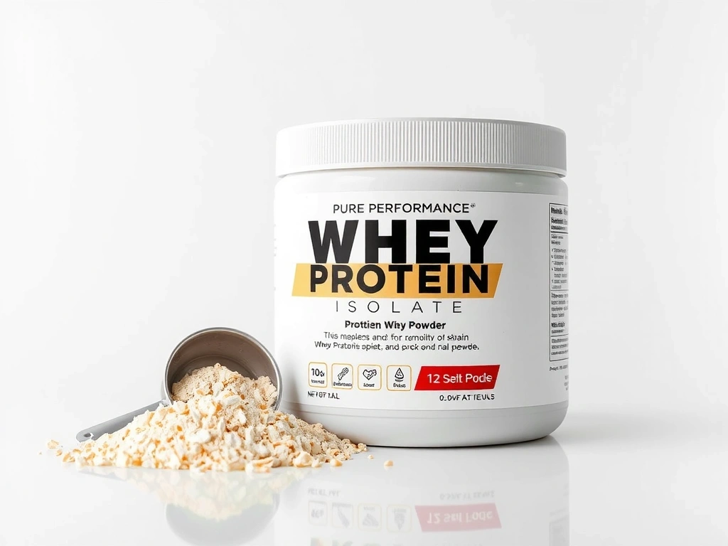 Pure Performance Whey Isolate auf einer weißen Labortisch-Oberfläche